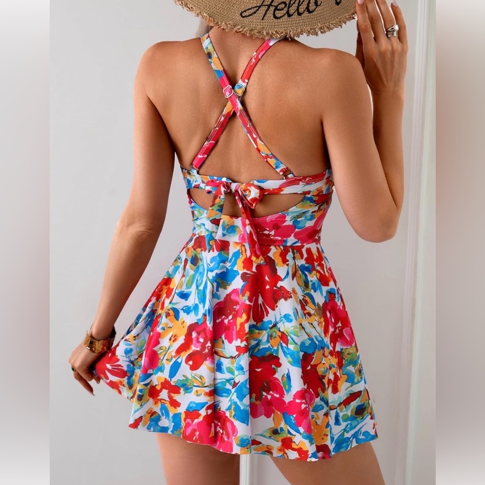 Floral Swimdress One Piece - Picture 2 of 5